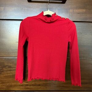Janie and Jack Ribbed Ruffle Trim Turtleneck Size 5